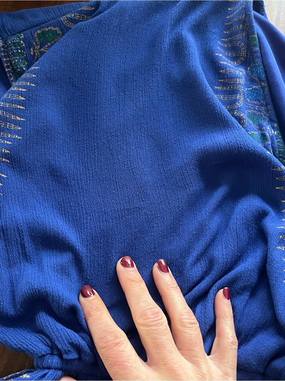 Bright Navy Bohemian Print Rayon Midi Dress — Approx. 2X - Picture 7 of 8